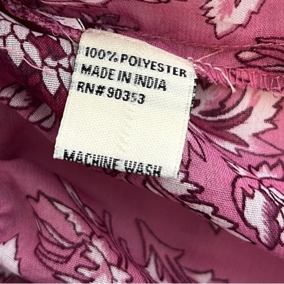 Rebellion Again,Floral Blouse Oversized Boho,Tie-Close Pink Top, Size Small - Picture 6 of 9